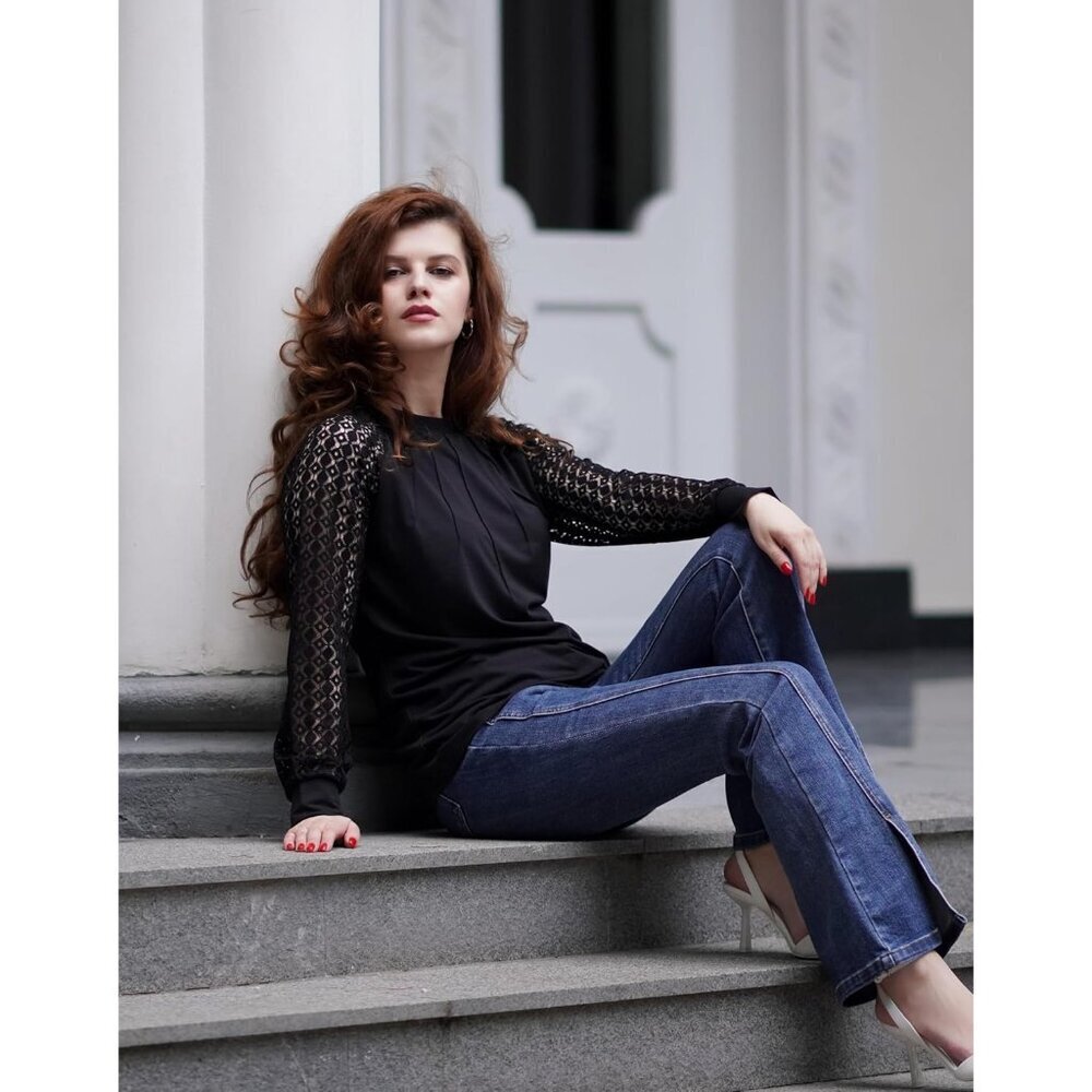 Womens Lace Long Sleeve Blouse Casual Business Dressy Top Medium - Picture 6 of 6